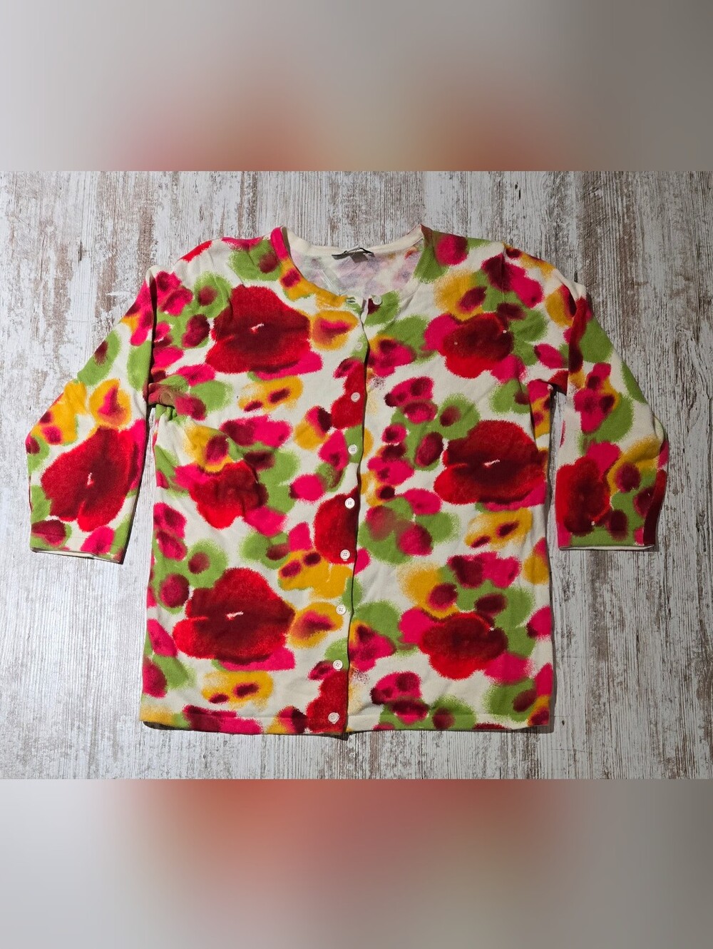 Isaac Mizrahi Bright Floral Button-Front Top in Red, Pink, Green, Yellow, Cream